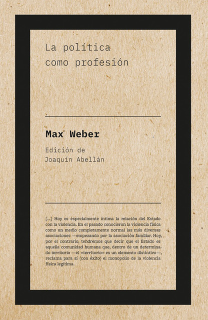 La política como profesión, Max Weber