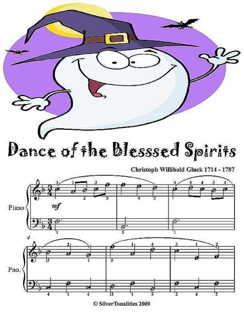 Dance of the Blessed Spirits Easy Piano Sheet Music, Christoph Gluck