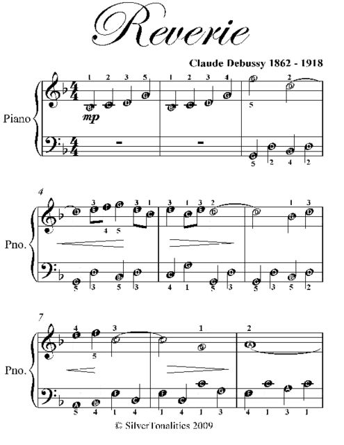 Reverie Easiest Piano Sheet Music by Claude Debussy Read Online on Bookmate