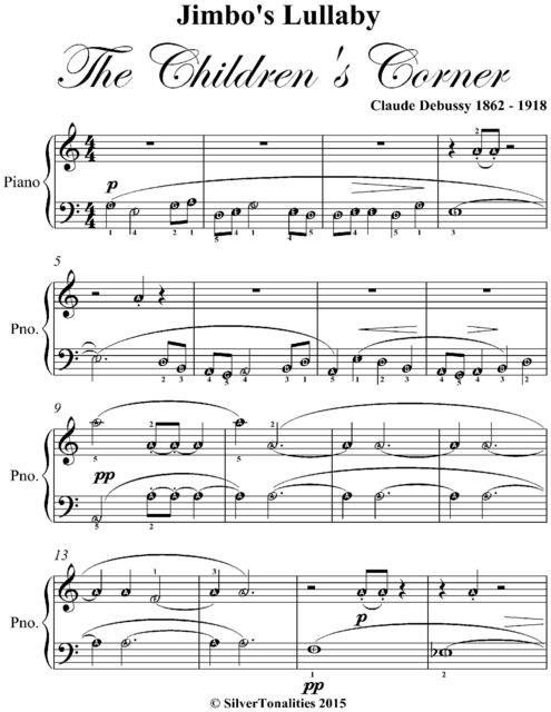 Jimbo’s Lullaby the Children’s Corner Elementary Piano Sheet Music, Claude Debussy