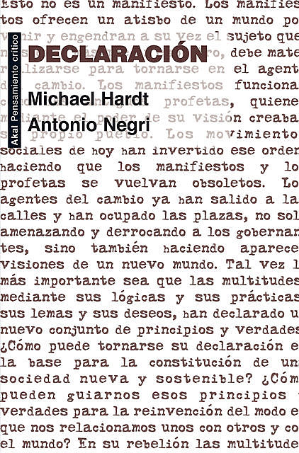 Declaración, Antonio Negri, Michael Hardt