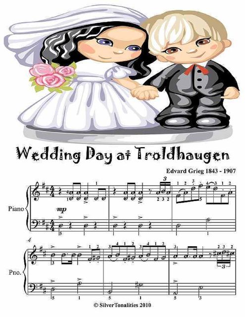 Wedding Day At Troldhaugen Easy Piano Sheet Music, Edvard Grieg