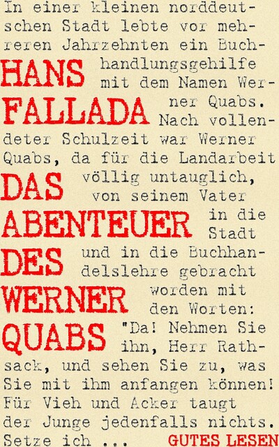 Das Abenteuer des Werner Quabs, Hans Fallada