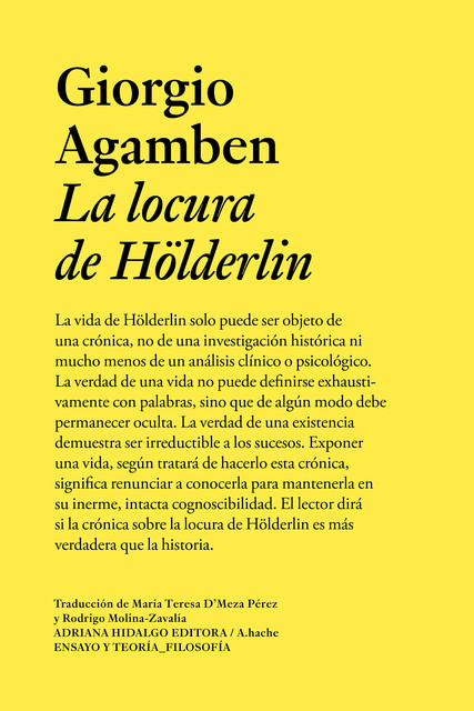 La locura de Hölderlin, Giorgio Agamben
