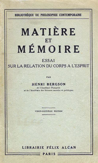 Matière et mémoire, Henri Bergson