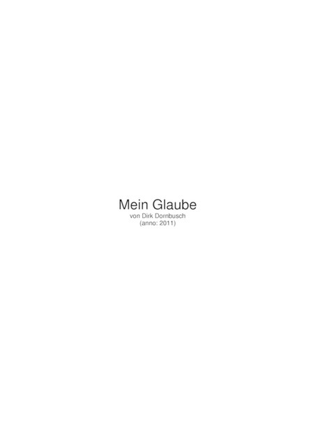 Mein Glaube, Dirk Dornbusch