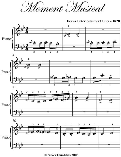 Moment Musical Beginner Piano Sheet Music, Franz Schubert