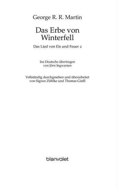 Das Lied von Eis und Feuer 02 – Das Erbe von Winterfell, GeorgeR.R.Martin