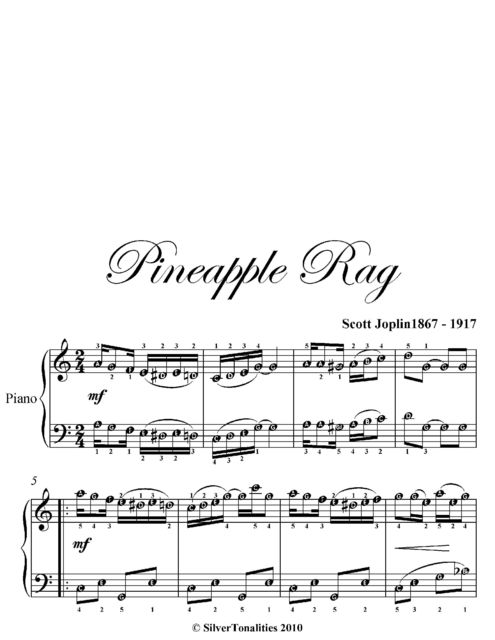 Pineapple Rag Easy Piano Sheet Music, Scott Joplin