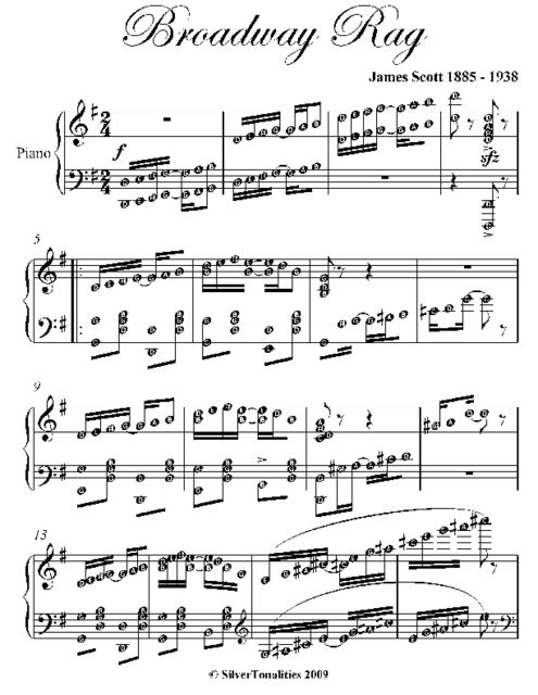 Broadway Rag Intermediate Piano Sheet Music, Scott James