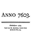 Anno 7603 Skuespil i 6 Acter, Johan Herman Wessel