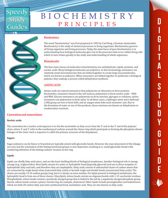 Biochemistry Principles (Speedy Study Guides), Speedy Publishing