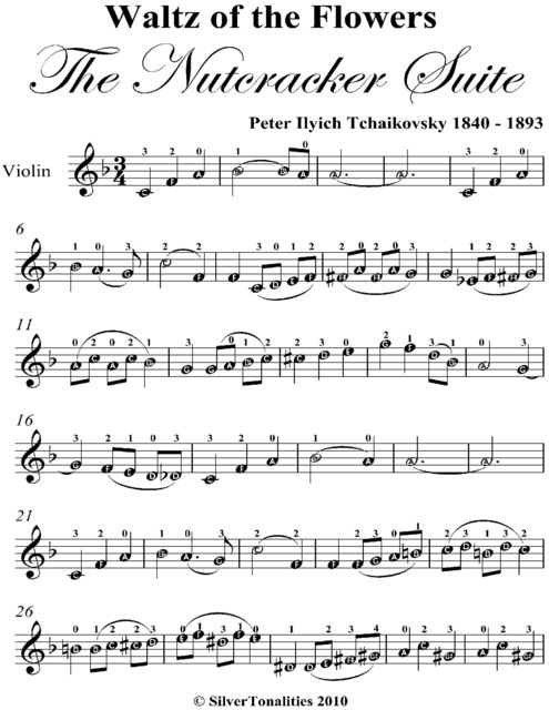 Waltz of the Flowers Nutcracker Suite Easy Violin Sheet Music, Peter Ilyich Tchaikovsky
