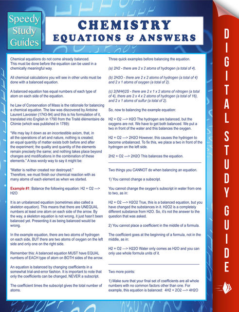 Chemistry Equations & Answers (Speedy Study Guide), Speedy Publishing