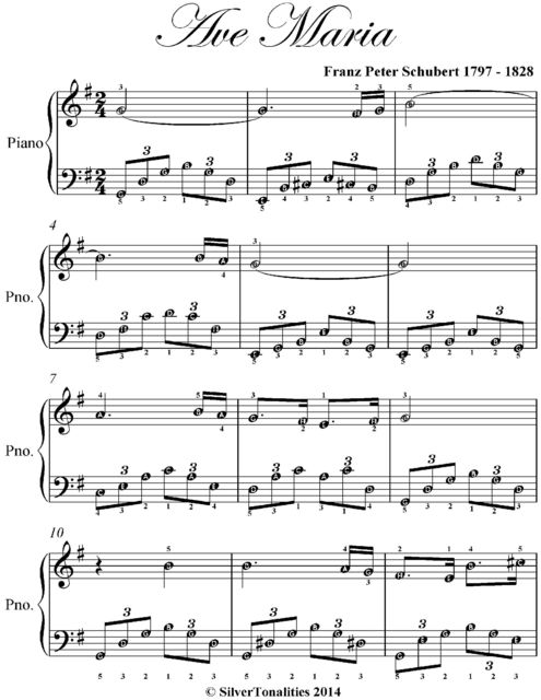 Ave Maria Elementary Piano Sheet Music, Franz Schubert
