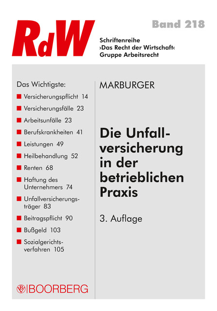 Die Unfallversicherung in der betrieblichen Praxis, Horst Marburger
