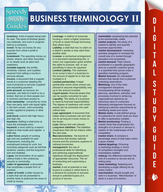 Business Terminology II (Speedy Study Guides), Speedy Publishing