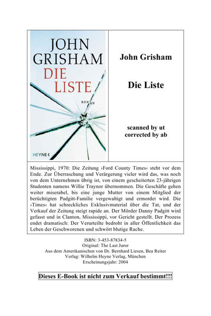 Die Liste, John Grisham