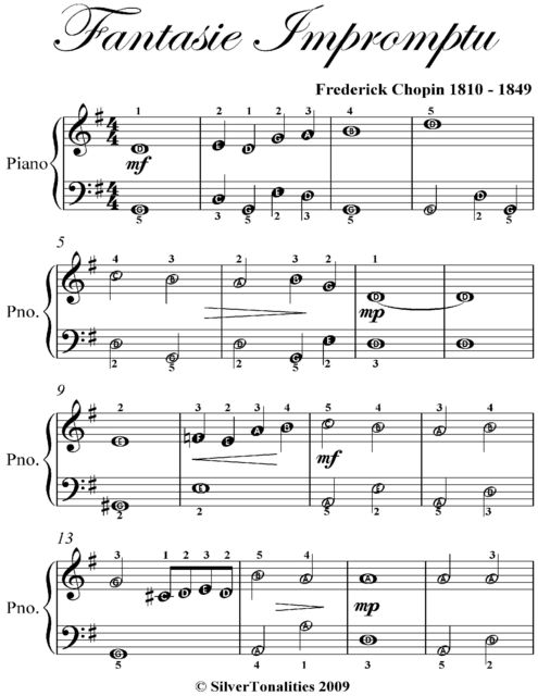 Fantasie Impromptu Easiest Piano Sheet Music, Frederick Chopin