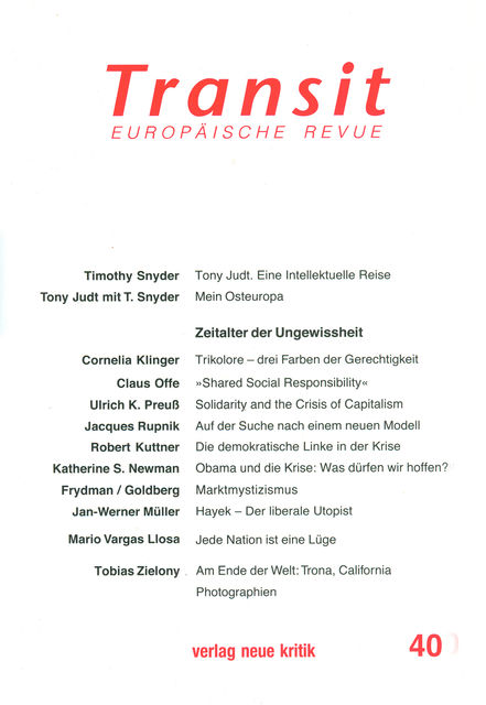 Transit 40. Europäische Revue, Timothy Snyder, Claus Offe, Ulrich K. Preuß