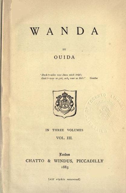 Wanda, Vol. 3 (of 3), Ouida