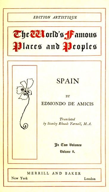 Spain, v. 2 (of 2), Edmondo De Amicis