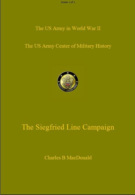 The Siegfried Line Campaign, Charles MacDonald
