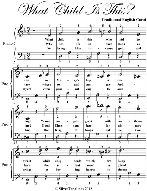 What Child Is This Easy Piano Sheet Music, Traditional English Carol