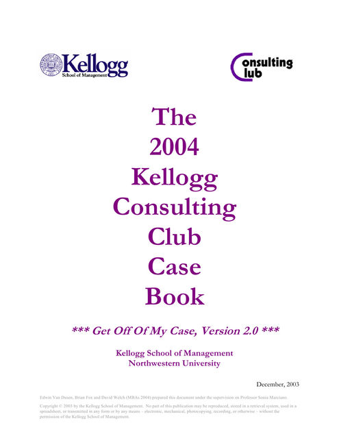 The 2004 Kellogg Consulting Club Case Book, Mark Finn