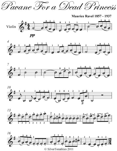 Pavane for a Dead Princess Easy Violin Sheet Music, Maurice Ravel