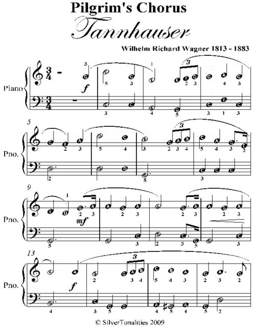 Pilgrim’s Chorus Tannhauser Easiest Piano Sheet Music, Wilhelm Richard Wagner