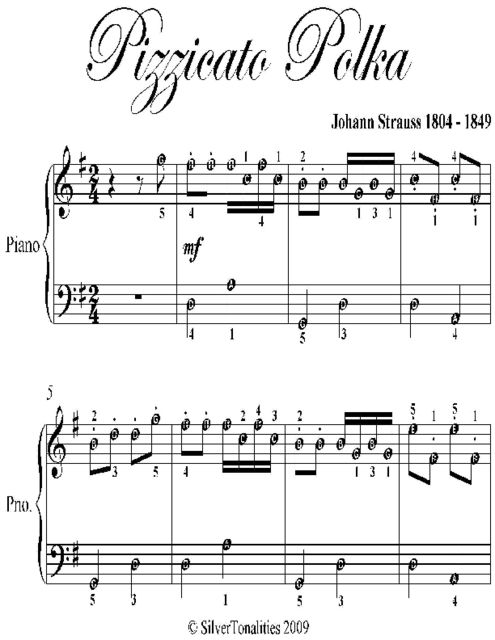 Pizzicato Polka Easy Piano Sheet Music, Johann Strauss