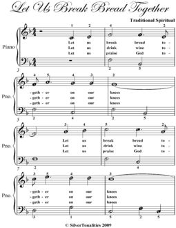 Let Us Break Bread Together Easy Piano Sheet Music, Traditional Spiritual