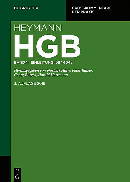 Erstes Buch. Einleitung; §§ 1–104a, Georg Borges, Harald Herrmann, Norbert Horn, Peter Balzer