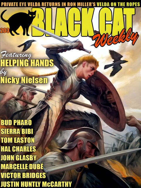 Black Cat Weekly #203, Victor Bridges, Ron Miller, Richard Deming, John Glasby, Hal Charles, Nicky Nielsen, Tom Easton, Marcelle Dubé, Bud Pharo, Sierra Bibi