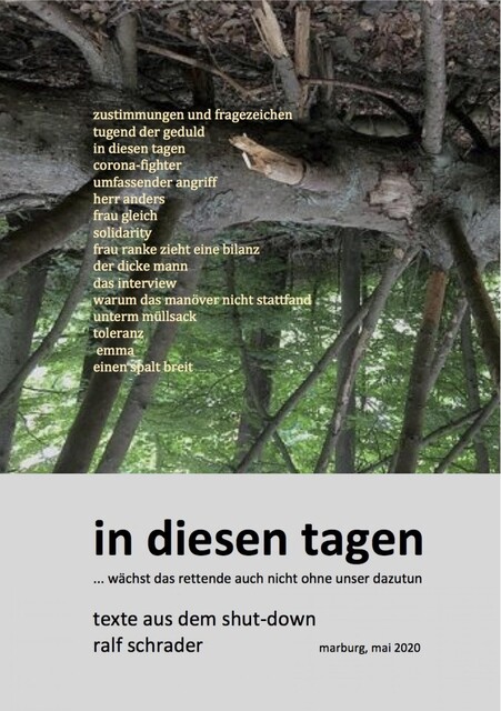 in diesen tagen… wächst das rettende auch nicht ohne unser dazutun, Ralf Schrader