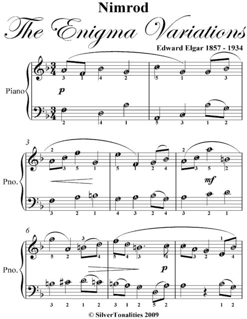 Nimrod the Enigma Variations Easy Piano Sheet Music, Edward Elgar