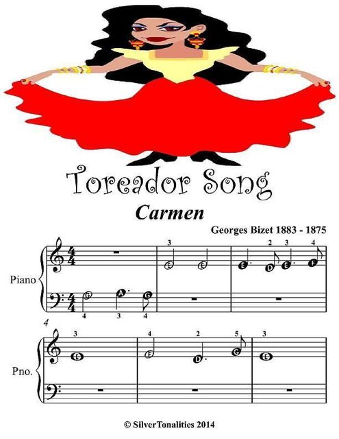 Toreador Song Carmen Beginner Piano Sheet Music, Georges Bizet