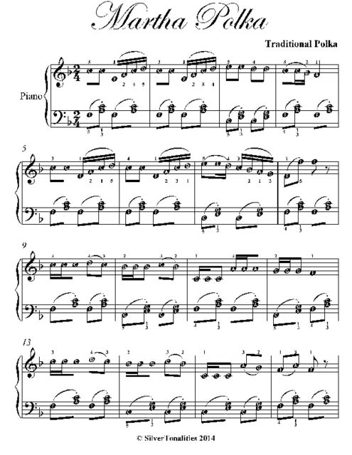 Martha Polka Easy Piano Sheet Music, Traditional Polka