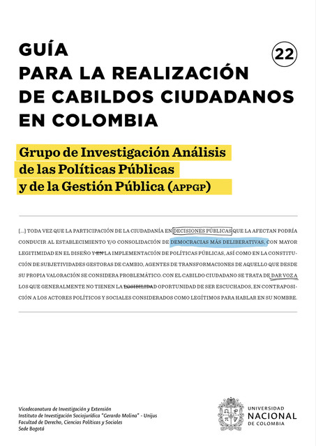 Guía para la realización de cabildos ciudadanos en Colombia, Grupo de Investigación Análisis de las Políticas Públicas y de la Gestión Pública