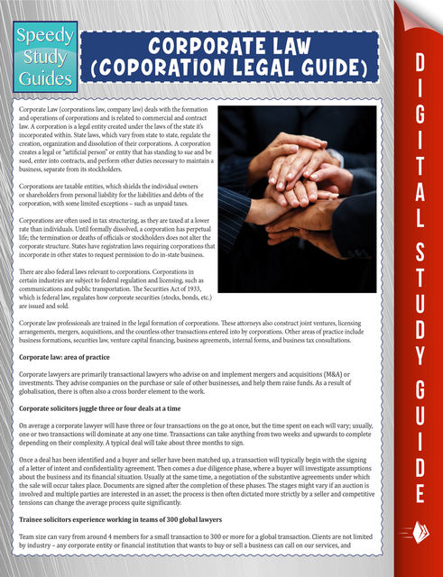 Corporate Law (Coporation Legal Guide) (Speedy Study Guide), Speedy Publishing