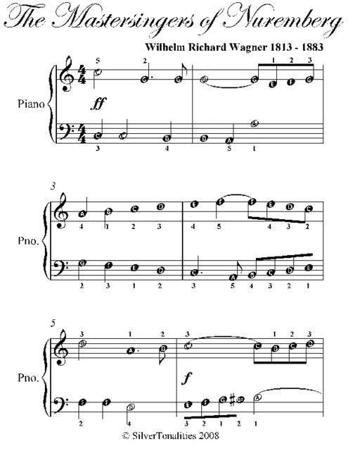 Mastersingers of Nuremberg Easy Piano Sheet Music, Wilhelm Richard Wagner