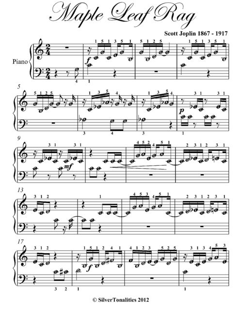 Maple Leaf Rag Beginner Piano Sheet Music, Scott Joplin