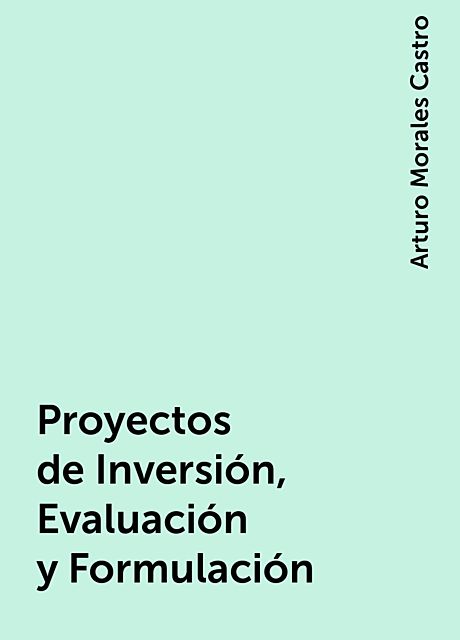 Proyectos de Inversión, Evaluación y Formulación, Arturo Morales Castro