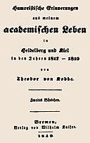 Humoristische Erinnerungen aus meinem academischen Leben, Zweites Bändchen in Heidelberg und Kiel in den Jahren 1817–1819, Theodor von Kobbe