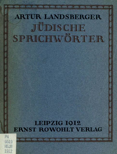 Jüdische Sprichwörter, Artur Landsberger