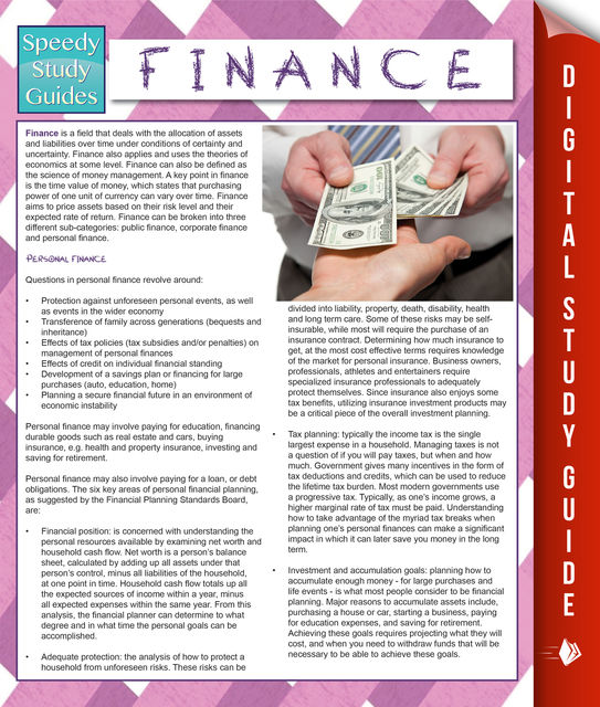 Finance (Speedy Study Guides), Speedy Publishing
