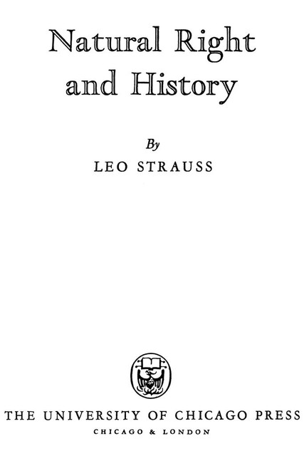 Natural Right and History, Leo Strauss