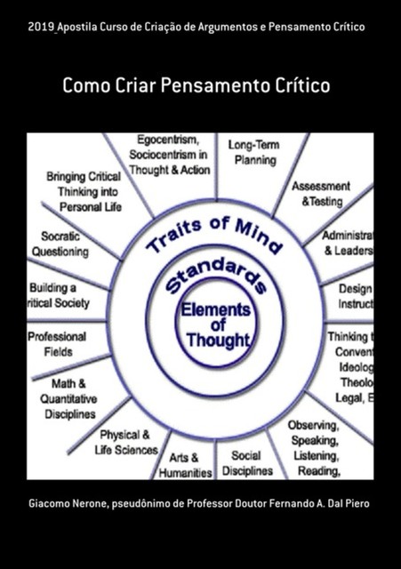 2019_apostila Curso De Criação De Argumentos E Pensamento Crítico, Giacomo Nerone, Pseudônimo DeDoutor Fernando A. Dal Piero