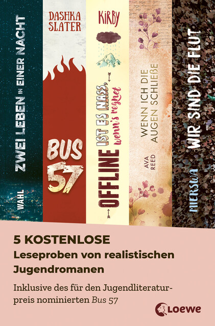 5 kostenlose Leseproben von realistischen Jugendromanen, Annette Mierswa, Carolin Wahl, Ava Reed, Jessi Kirby, Dashka Slater